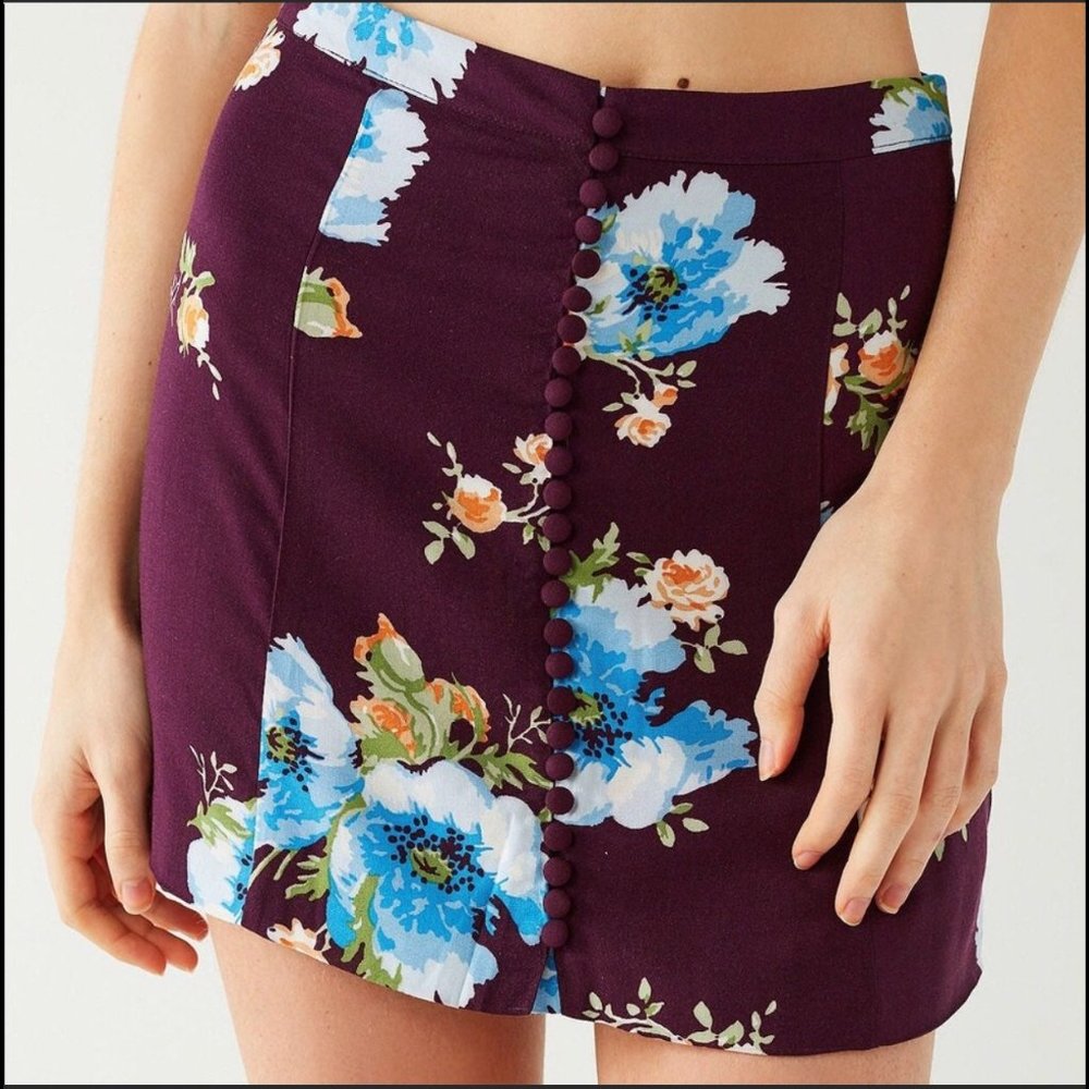 Urban Outfitters Floral Button Down Mini Skirt